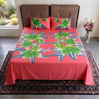 Bedsheet Hand Painted Flowers Pattern Made in Bali